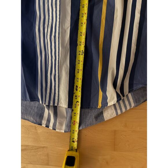 VTG Nautica Chaps Shirt Men's Blue Yellow Vertical Stripes Nautical Buttons M - Picture 2 of 4